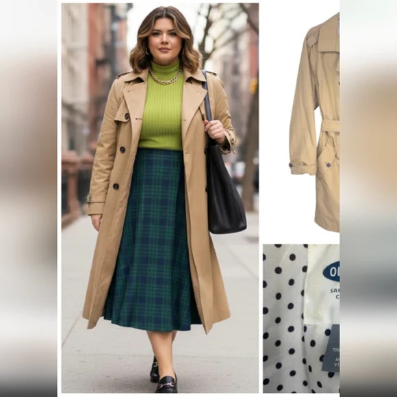 Old Navy Double-Breasted Tan Trench Coat - Picture 4 of 5